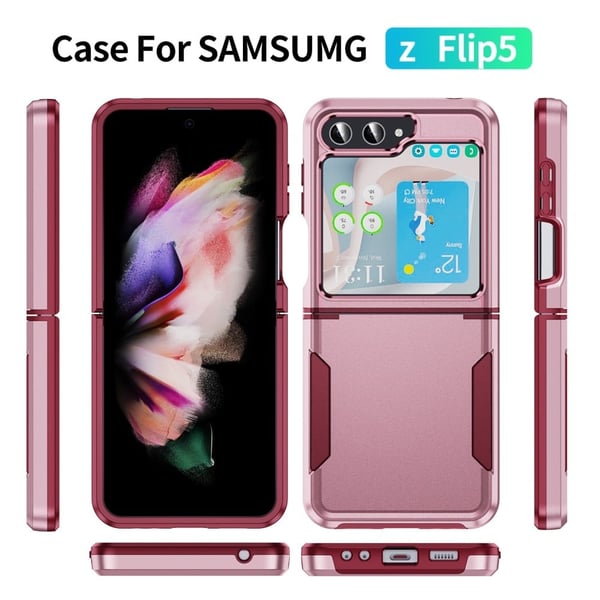 Samsung Galaxy Z Flip5 5G Case Bump Resistant and Flexible Military Grade Drop Protective Phone Cover - Pink + Rose