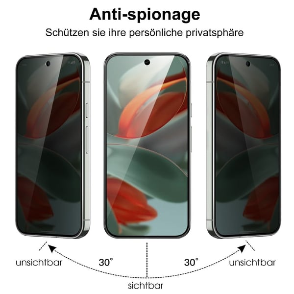 Google Pixel 9 Pro / Pixel 9 karkaistu lasi näytönsuoja 2.5D Arc Edge Anti-Spy Filmi