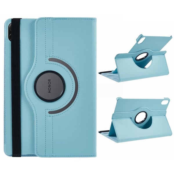 Honor Pad X8a / Pad X9 Asia Pyörivä jalusta Vegaaninahka kolhun kestävä Tablet Cover Elastinen nauha - Vauvasininen Honor Pad X8a / Pad X9 Asia Pyörivä jalusta Vegaaninahka kolhun kestävä Tablet Cover Elastinen nauha - Vauvasininen