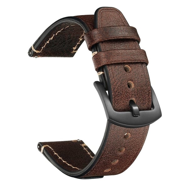20mm rem Samsung Galaxy Watch7 / FE 40mm / Garmin Forerunner 165 / Huami Amazfit Bip 3 Ægte okselæder urrem - Kaffe