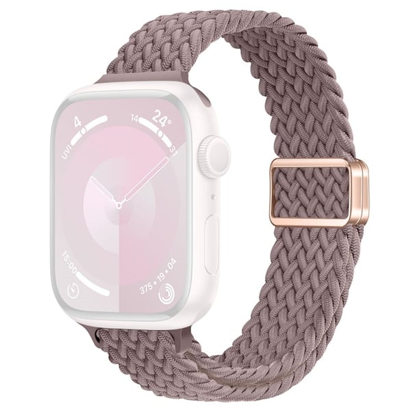 KALEBOL Punottu kellonhihna Apple Watch Series 10 42mm magneettinen nailonranneke - Savu Violetti