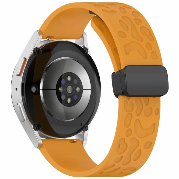 KALEBOL 18mm Magnetic Silicone Strap Huawei Watch GT 5 41mm / GT 4 41mm / Garmin Venu 3S Leopard Print Watch Band - Yellow