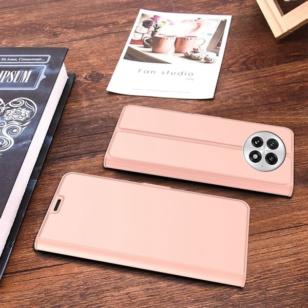 Glatt og tynt premium PU-skinnetui for OnePlus 13 - Rose Gull