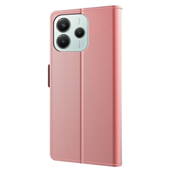Telefonetui med sminkespeil og glatt design for Xiaomi Redmi Note 14 5G - Rose Gull