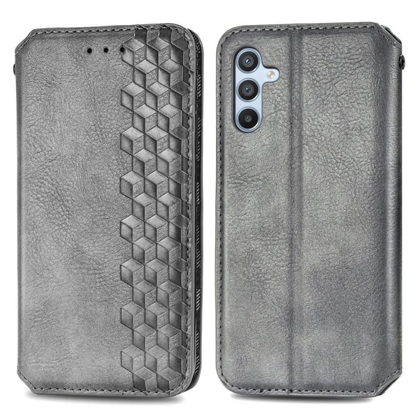 Skinn-etui med stilfult rombeavtrykk for Samsung Galaxy A56 - Grå