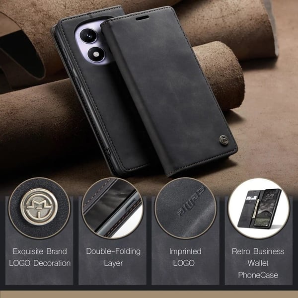 CaseMe Xiaomi Redmi Note 14 Pro 5G vintage-etui - Svart