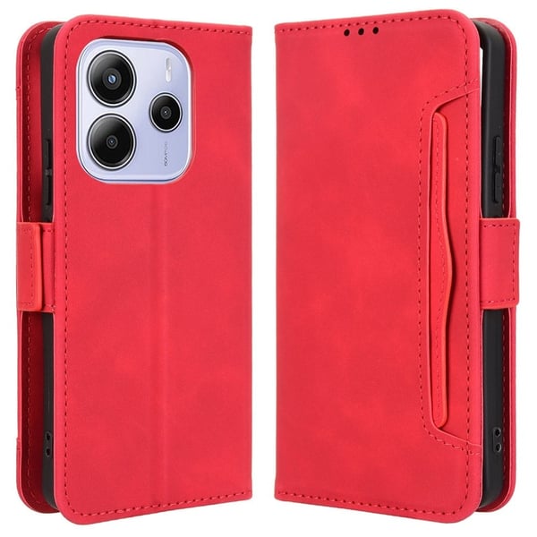 Lommebok-etui i moderne skinn-design Xiaomi Redmi Note 14 5G - Rød