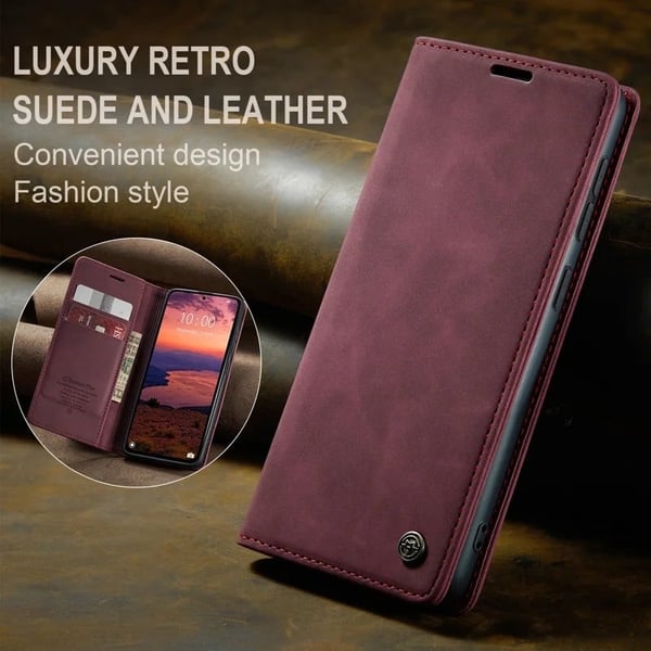 CaseMe Xiaomi Redmi Note 14 5G vintage-etui - Rød