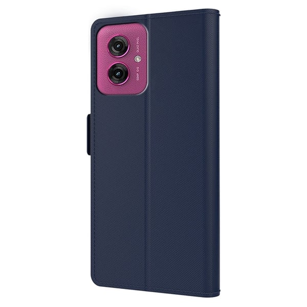 Telefonetui med sminkespeil og glatt design for Motorola Moto G55 - Blå
