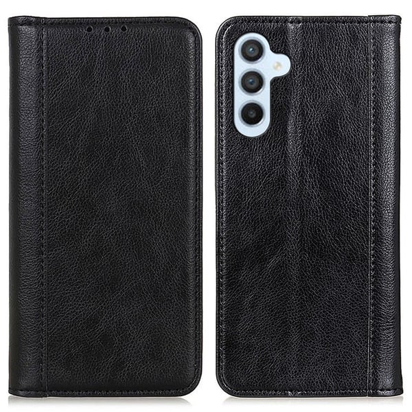 Ekte lærdeksel med magnetisk lukking for Samsung Galaxy A36 - Svart