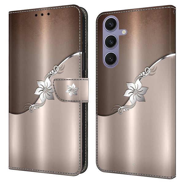 Wonderland Samsung Galaxy S25 flip-etui - Sølvblomst