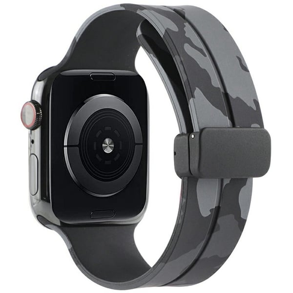 KALEBOL kamuflasje silikonrem Apple Watch Series 49mm - 45mm - 44mm - 42mm magnetisk klokkerem - Grå