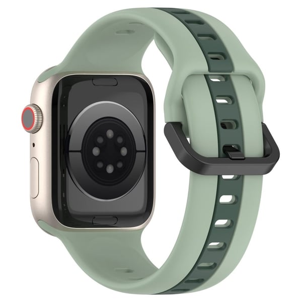 KALEBOL Dual Color Silikonrem Apple Watch Series 41mm - 40mm - 38mm klokkerem - Lysegrønn + Svartgrønn