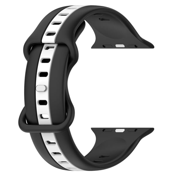 KALEBOL Dual Color Silikonrem Apple Watch Series 49mm - 45mm - 44mm - 42mm Klokkebånd - Svart + Hvit