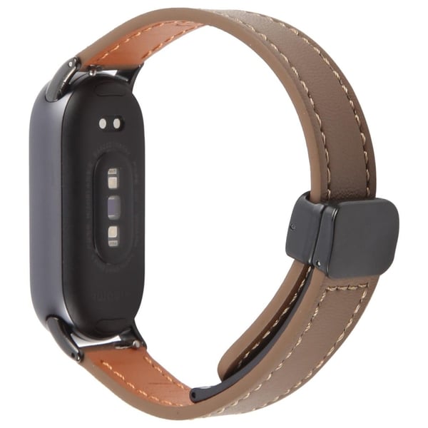 Xiaomi Smart Band 9 / 8 Vikbart Magnetiskt Svart Spänne Mikrofiber Läder Klockarmband - Brun