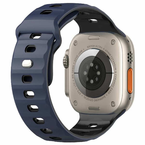 Apple Watch Series 49mm - 45mm - 44mm - 42mm Dual Color Silikonarmbånd - Midnattsblå / Svart
