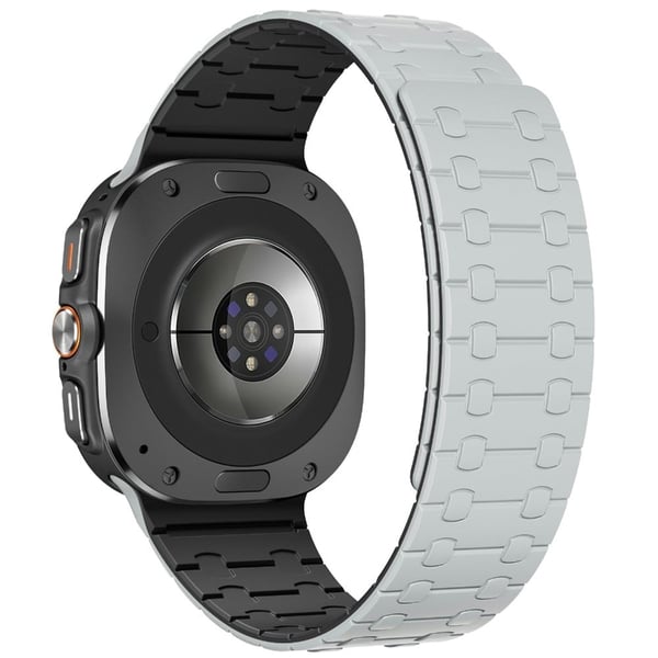 Samsung Galaxy Watch Ultra 47 mm urrem med sterk magnetisk silikon i to farger - Lysegrå + Svart