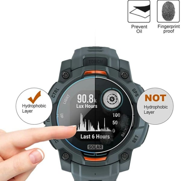 3-pack Garmin Instinct 3 Solar 50 mm skärmskydd i härdat glas HD Clear Watch skärmfilm