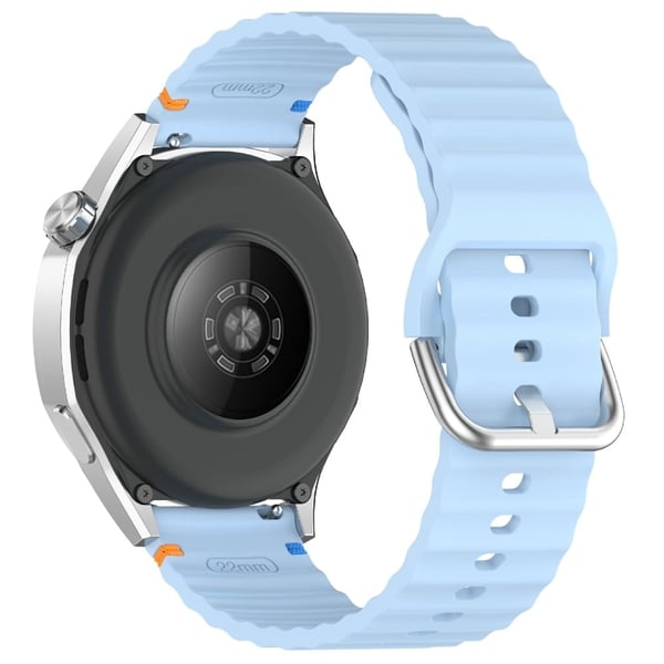 20 mm silikoneurrem Stitch Line Wave Design Håndledsrem Huawei / Samsung / Garmin Smartwatches - Babyblå