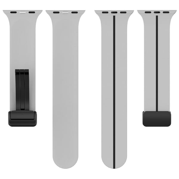 KALEBOL Magnetisk silikonrem Apple Watch Series 41mm - 40mm - 38mm Stripe Watch Band - Lysegrå + Svart