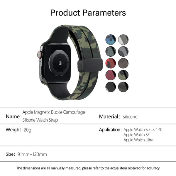 KALEBOL kamuflasje silikonrem Apple Watch Series 41mm - 40mm - 38mm magnetisk klokkerem - Rød