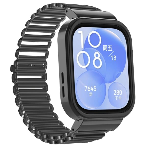 Huawei Watch Fit 3 Metal Watch Frame + Adjustable Bracelet Wrist Strap - Silver / Silver