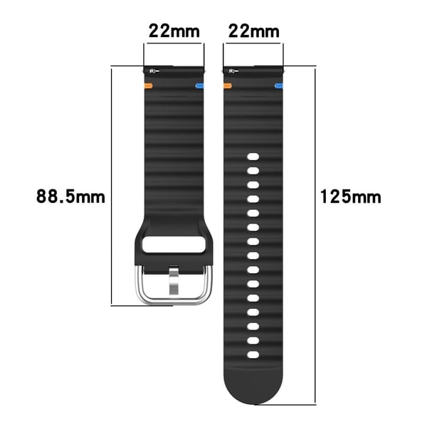 22mm Watch Strap Samsung Galaxy Watch3 45mm / Watch 46mm / Huawei Watch 4 Pro Flat Wavy Silicone Band - Starlight