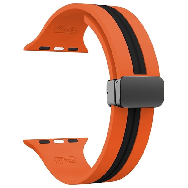 KALEBOL Stripete magnetisk silikonrem Apple Watch Series 41mm - 40mm - 38mm klokkerem - Oransje + Svart