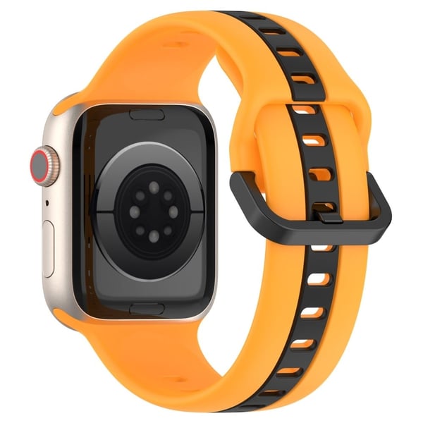 KALEBOL Kaksivärinen silikonihihna Apple Watch Series 41mm - 40mm - 38mm kellonauha - Keltainen + Musta