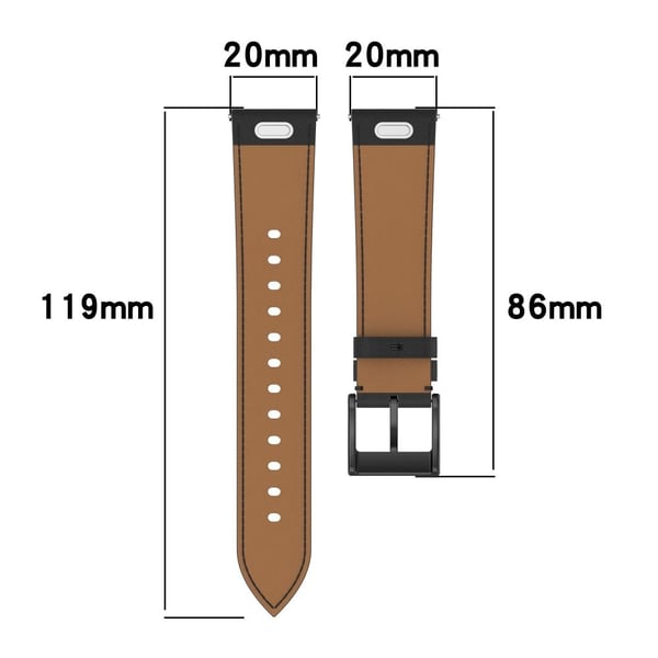 20mm Strap Samsung Galaxy Watch 7 Universal Genuine Cow Leather Watch Band with Press Button - Brown
