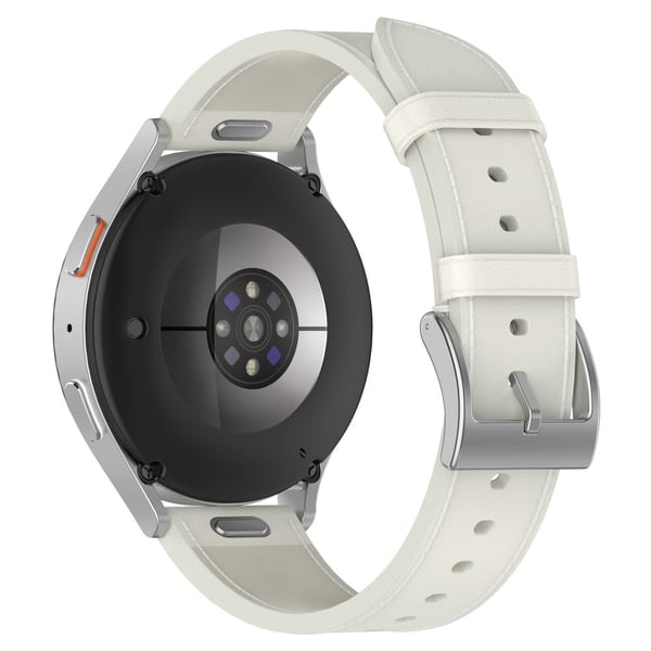 20 mm rem Samsung Galaxy Watch 7 Universal Urrem i ægte okselæder med trykknap - Hvid