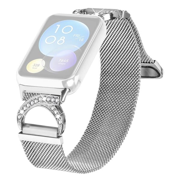 Xiaomi Redmi Watch 4 Replacement Strap Milanese Silver Metal Watch Band Rhinestone Decor