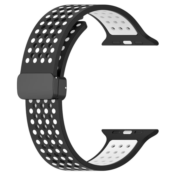 KALEBOL Magnetisk silikonerem Apple Watch Series 41mm - 40mm - 38mm Dual Color Watch Band - Sort + Hvid