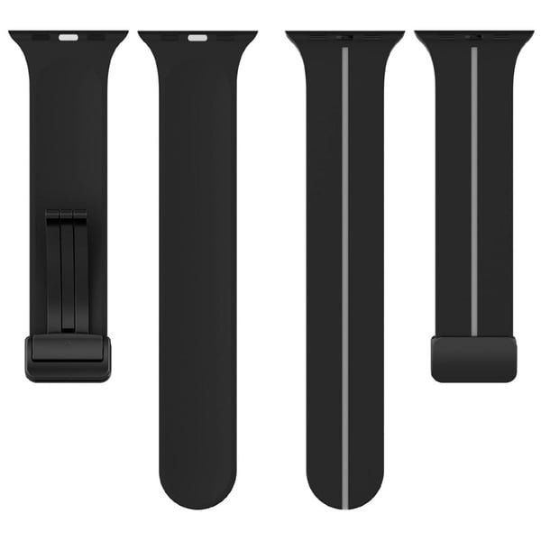 KALEBOL Magnetisk silikonrem Apple Watch Series 49mm - 45mm - 44mm - 42mm Stripe Watch Band - Svart + Grå