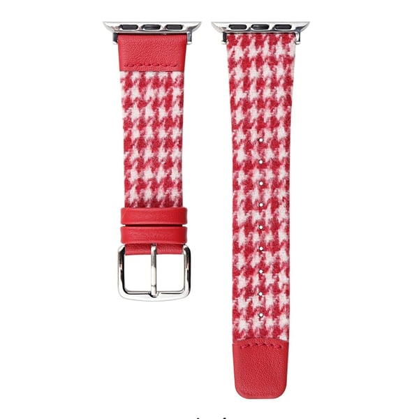 Ullstoff lærrem Apple Watch Series 49mm - 45mm - 44mm - 42mm klokkerem - Rød