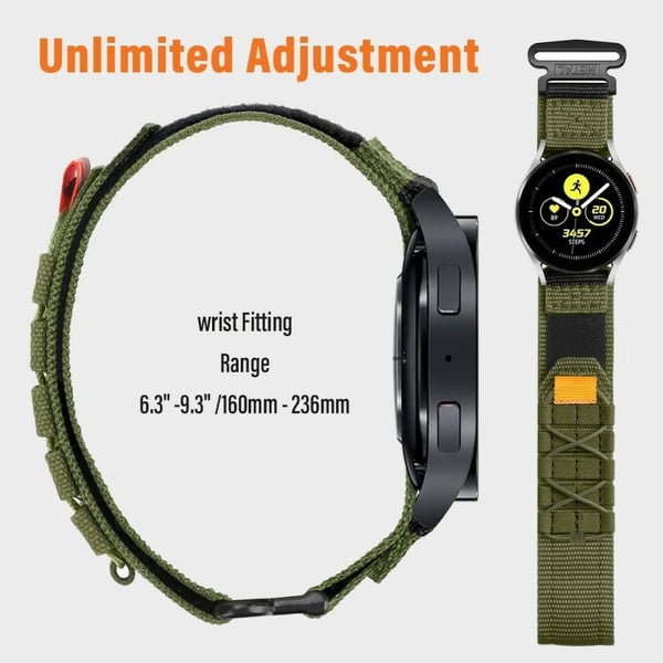 22 mm klokkerem Samsung Galaxy Watch3 45 mm Nylon Magic Tape-rem - Militærgrønn