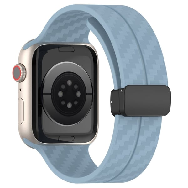KALEBOL Magnetisk silikonarmbånd Apple Watch Series 41mm - 40mm - 38mm karbonfiberstrukturarmbånd - Himmelblå