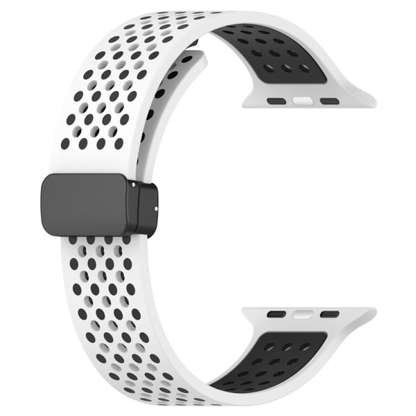 KALEBOL Magnetisk silikonrem Apple Watch Series 49mm - 45mm - 44mm - 42mm Dual Color Watch Band - Hvit + Svart