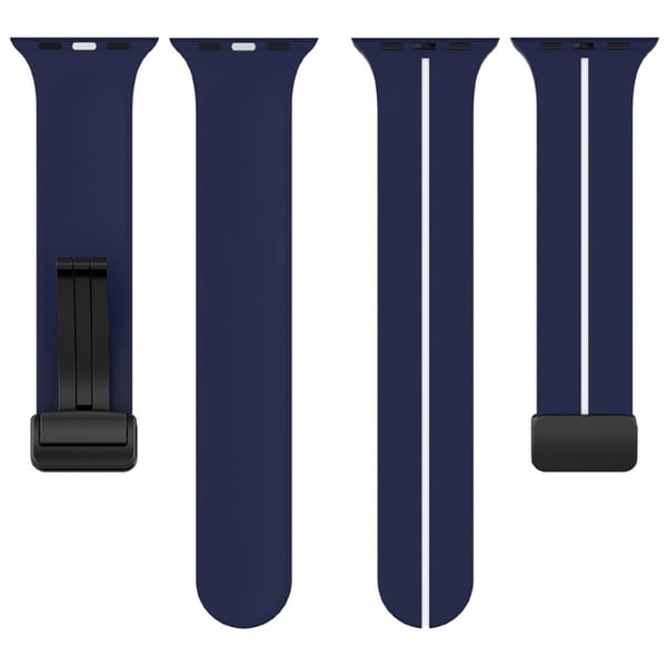 KALEBOL Magnetisk silikonrem Apple Watch Series 41mm - 40mm - 38mm Stripe Watch Band - Midnattsblå + Hvit