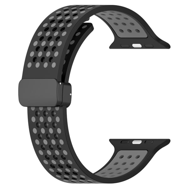 KALEBOL Magnetisk silikonrem Apple Watch Series 41mm - 40mm - 38mm Dual Color Watch Band - Svart + Grå
