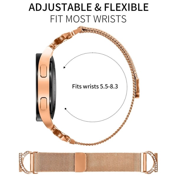 Withings Steel Watch Band Milanese Metal Strap Rhinestone Decor - Rose Gold