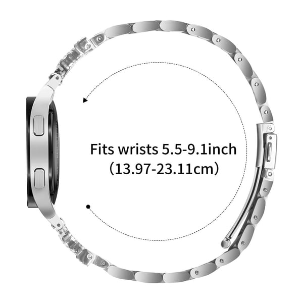 Metal Strap with Quick Release Connector Samsung Galaxy Watch 5 Crown Shape Rhinestone Decor Silver Watch Band