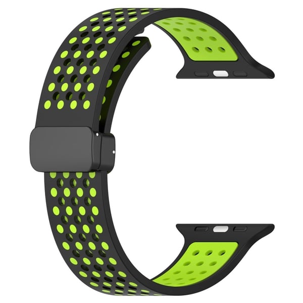 KALEBOL Magnetisk silikonrem Apple Watch Series 41mm - 40mm - 38mm Dual Color Watch Band - Svart + Lime