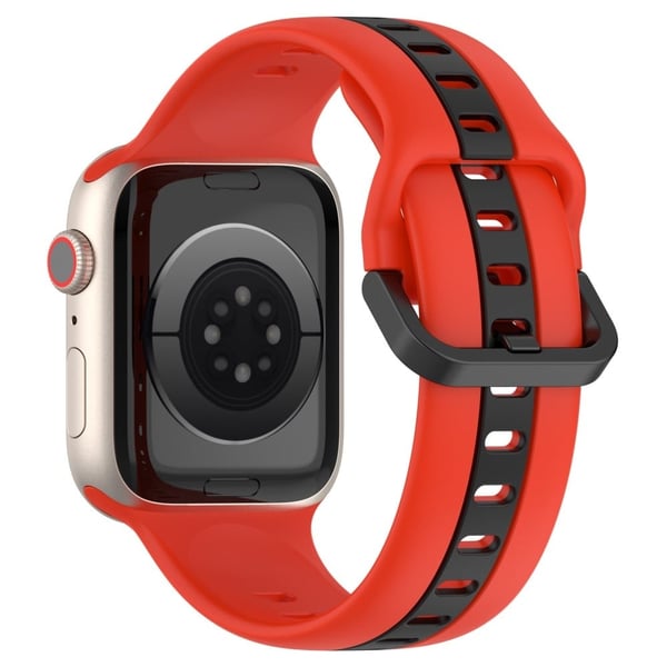 KALEBOL Dual Color Silikonrem Apple Watch Series 49mm - 45mm - 44mm - 42mm Armbånd - Rød + Svart
