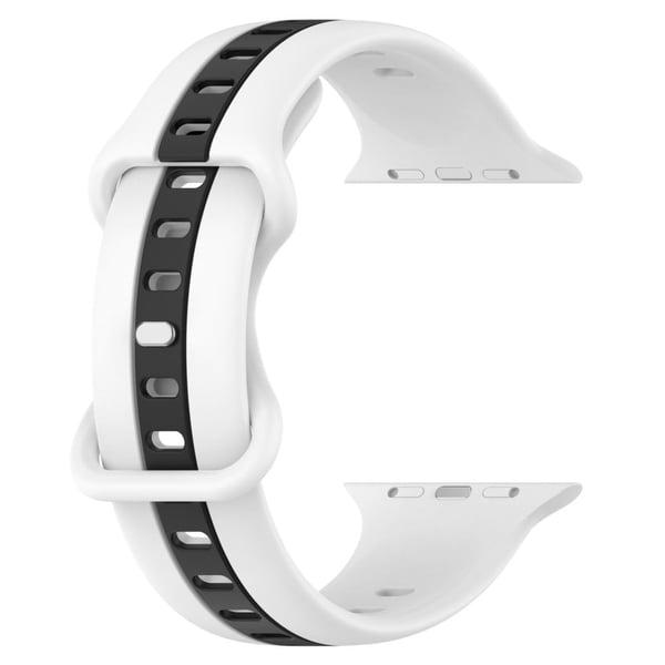 KALEBOL Dual Color Silikonrem Apple Watch Series 49mm - 45mm - 44mm - 42mm Klokkebånd - Hvit + Svart