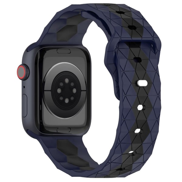 KALEBOL Silikonarmbånd med fotballmønster Apple Watch Series 41mm - 40mm - 38mm klokkerem - Midnattsblå + Svart