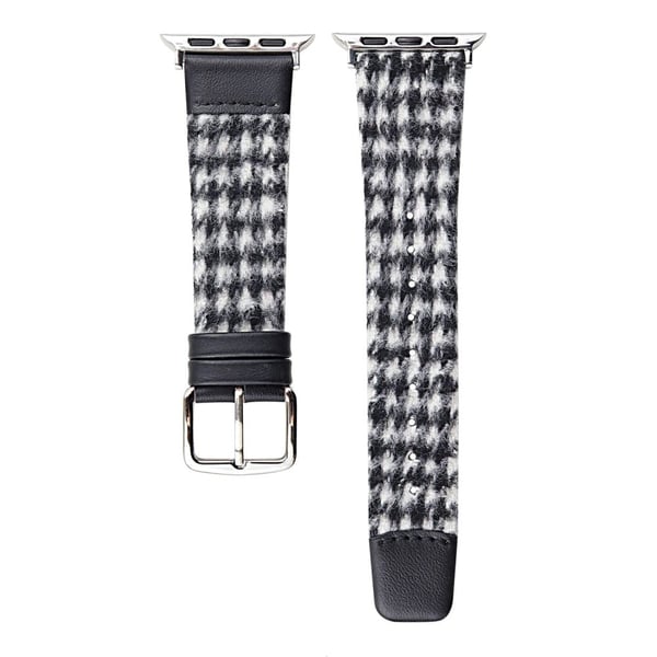 Ullstoff lærrem Apple Watch Series 49mm - 45mm - 44mm - 42mm klokkerem - Svart