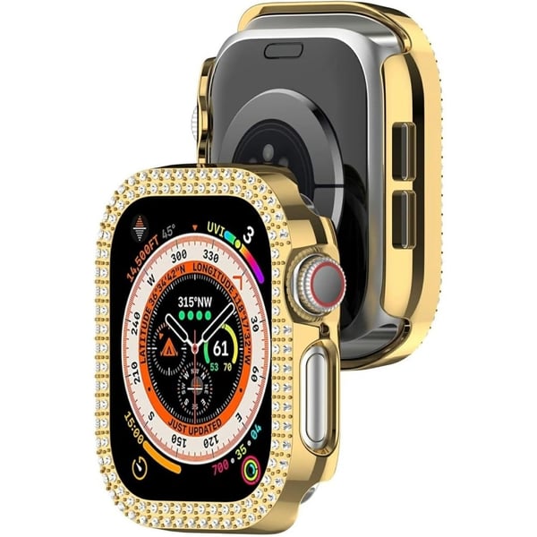 Apple Watch Series 10 46mm Bump Resistant Case Hollow Design Rhinestone Decor Watch Frame Deksel - Silver