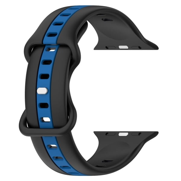 KALEBOL tofarget silikonrem Apple Watch Series 41mm - 40mm - 38mm Butterfly Buckle Watch Band - Svart + Blå
