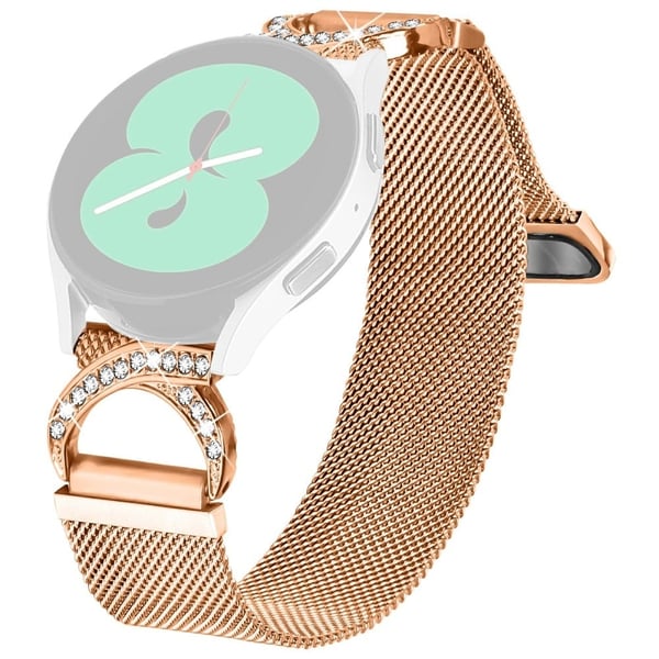 Watch Band Samsung Galaxy Watch4 40mm / 44mm Milanese Metal Strap Rhinestone Decor - Rose Gold